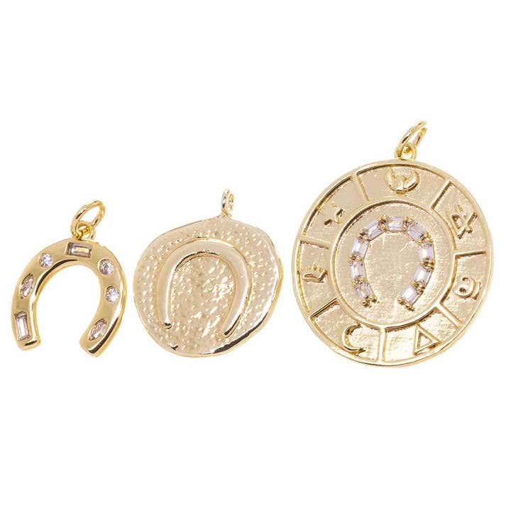 Gold CZ Pave Horseshoe Charms CPG1524-775-1235 for wholesale by Jewel Pledge