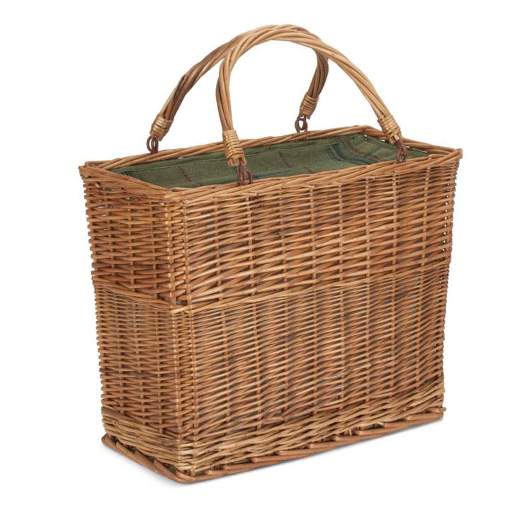 Green Tweed Rectangular Wicker Cooler Basket for wholesale by Red Hamper