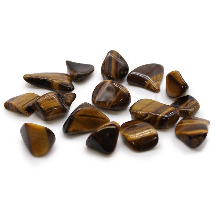 M Tumble Stone - Tiger Eye - Gold for wholesale by Ancient Wisdom