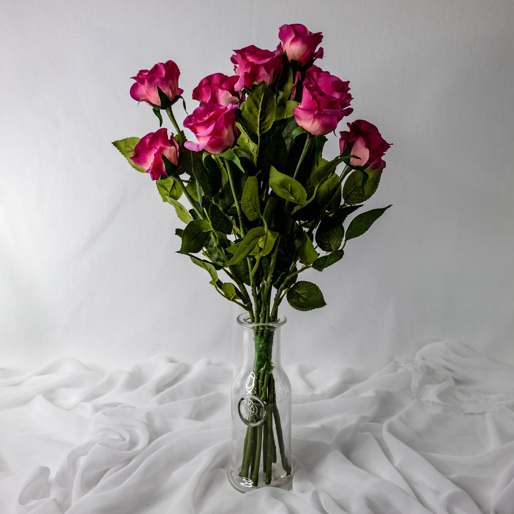 Realistic Artificial Flowers - Wholesale Artificial Flowers - Fuchsia Real Touch Half Bloom Rose - Realistic Artificial3