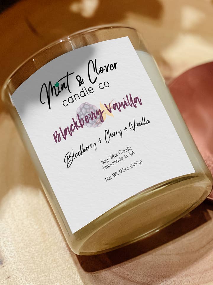 Blackberry Vanilla - Vela perfumada de cera de soja por atacado de Mint & Clover Candle Co
