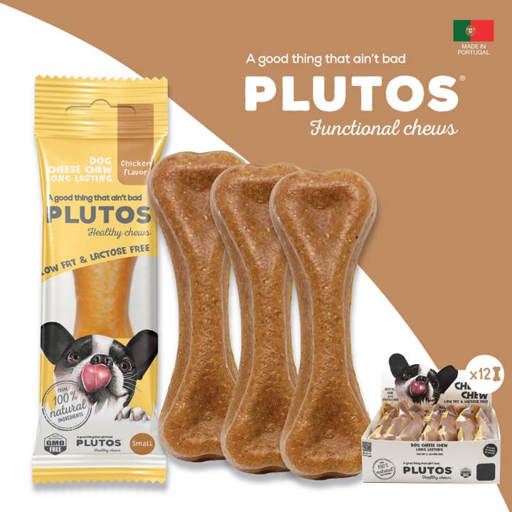 Friandise dentaire Fromage & Poulet Petit (12) pour la vente par PLUTOS CHEWS