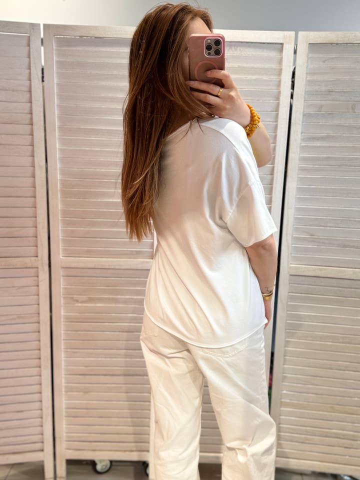 VICTORIA&ISAAC - Wholesale Screen Printed T-Shirt - Women's - Graphic T-shirt with wide sleeves - M1239 Ibiza2