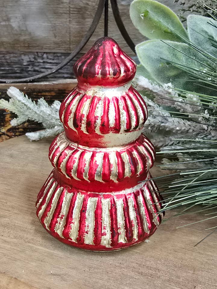 Mini Candy Cane Mercury Tree 2.5x2.5x4in for wholesale by Wholesale Home Decor