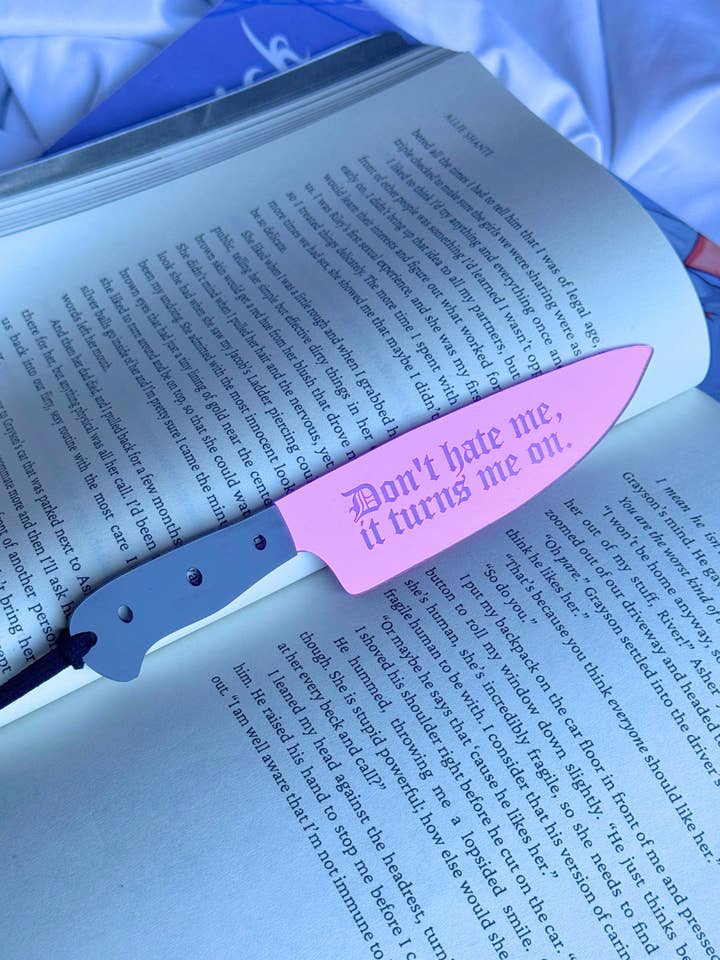 Don't Hate Me, Turns Me On - Pink Mirrored Knife Bookmark for wholesale by Scribbles Wholesale