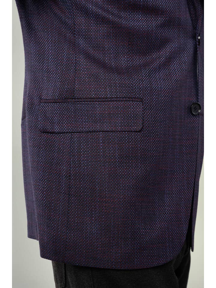 Luchiano Visconti - Wholesale Suit Jacket - Men's - FW23 Purple and Royal Blue Check Sportcoat0
