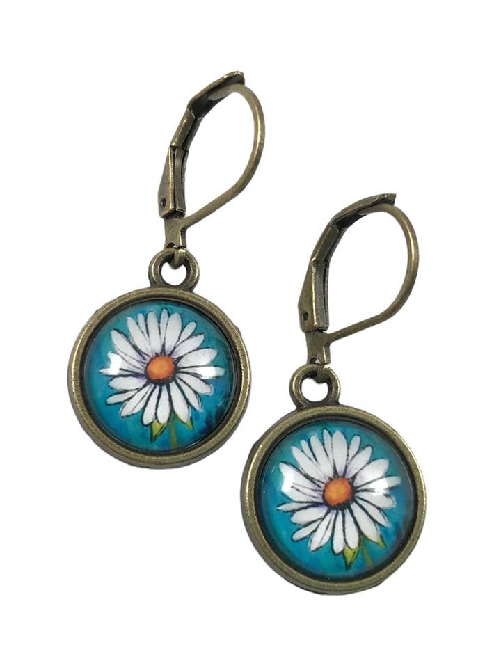 Photo Glass Daisy Earrings for wholesale by Dreamspirit
