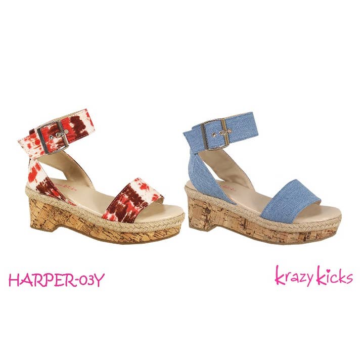 Krawatte Dye YOKI Mädchen Batik-Plateau-Espadrille-Keilkork-Sandale für den Großhandel auf Faire1