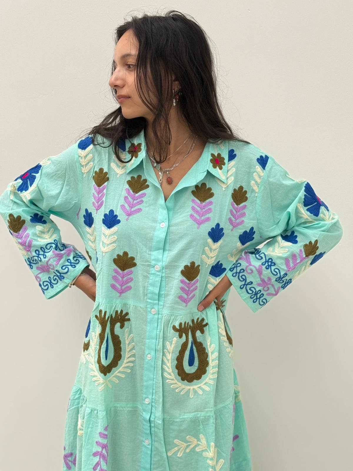 ToutVintage - Wholesale Dress - Women's - Borduurjurk lichtgroen11