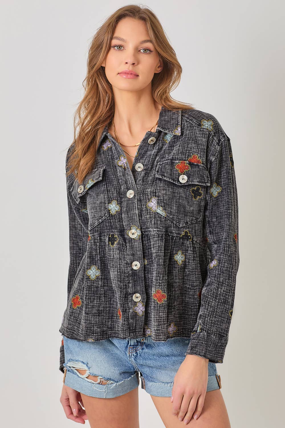 Mystree – Blusão - Mulher por atacado – 61004 Casaco Peplum Lavado7