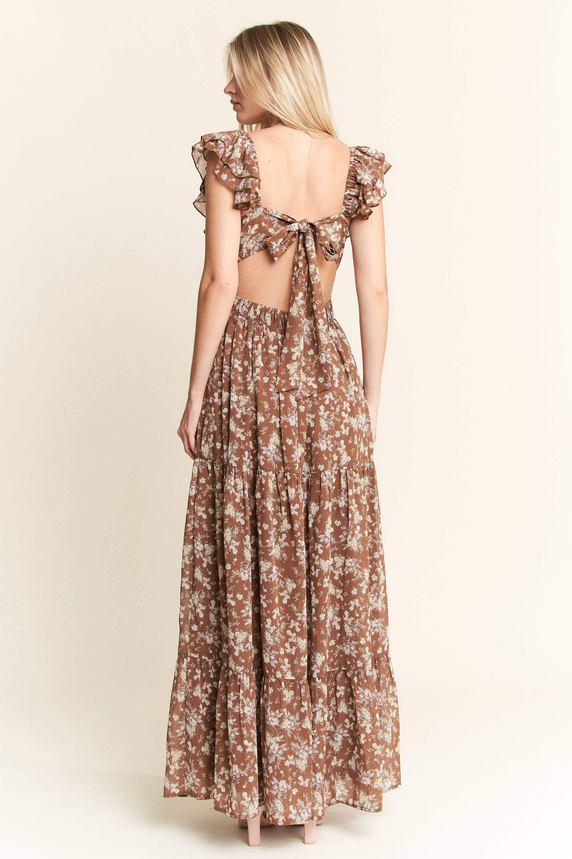 JADE BY JANE - Wholesale Dress - Women's - RUFFLE SLEEVE TIERED MAXI DRESS20