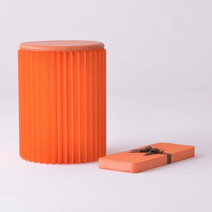 Concertina Paper Stool - Orange for wholesale by Paper Lounge