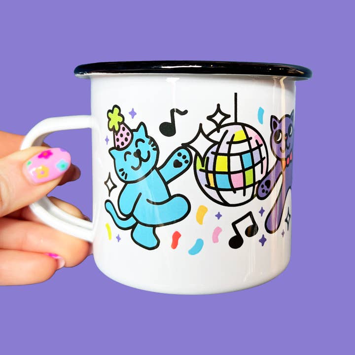 Camp Mug - Disco Cats for wholesale by Wokeface