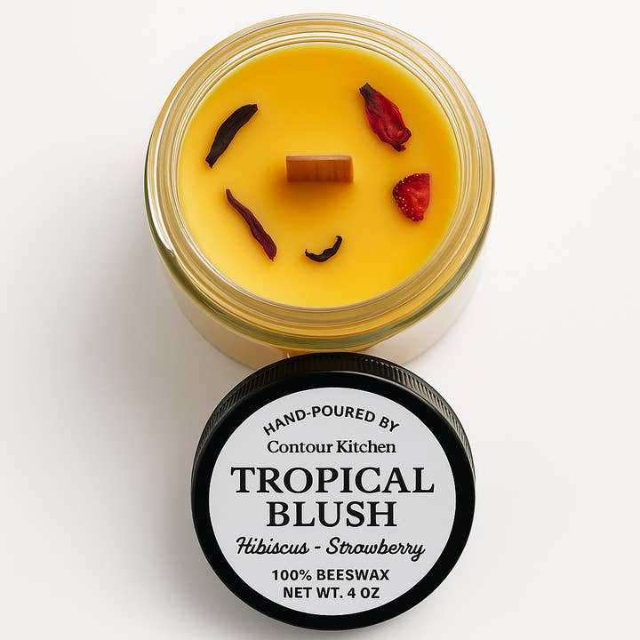 Wholesale Tropical Blush Strawberry Hibiscus Candle for wholesale by Contour Kitchen
