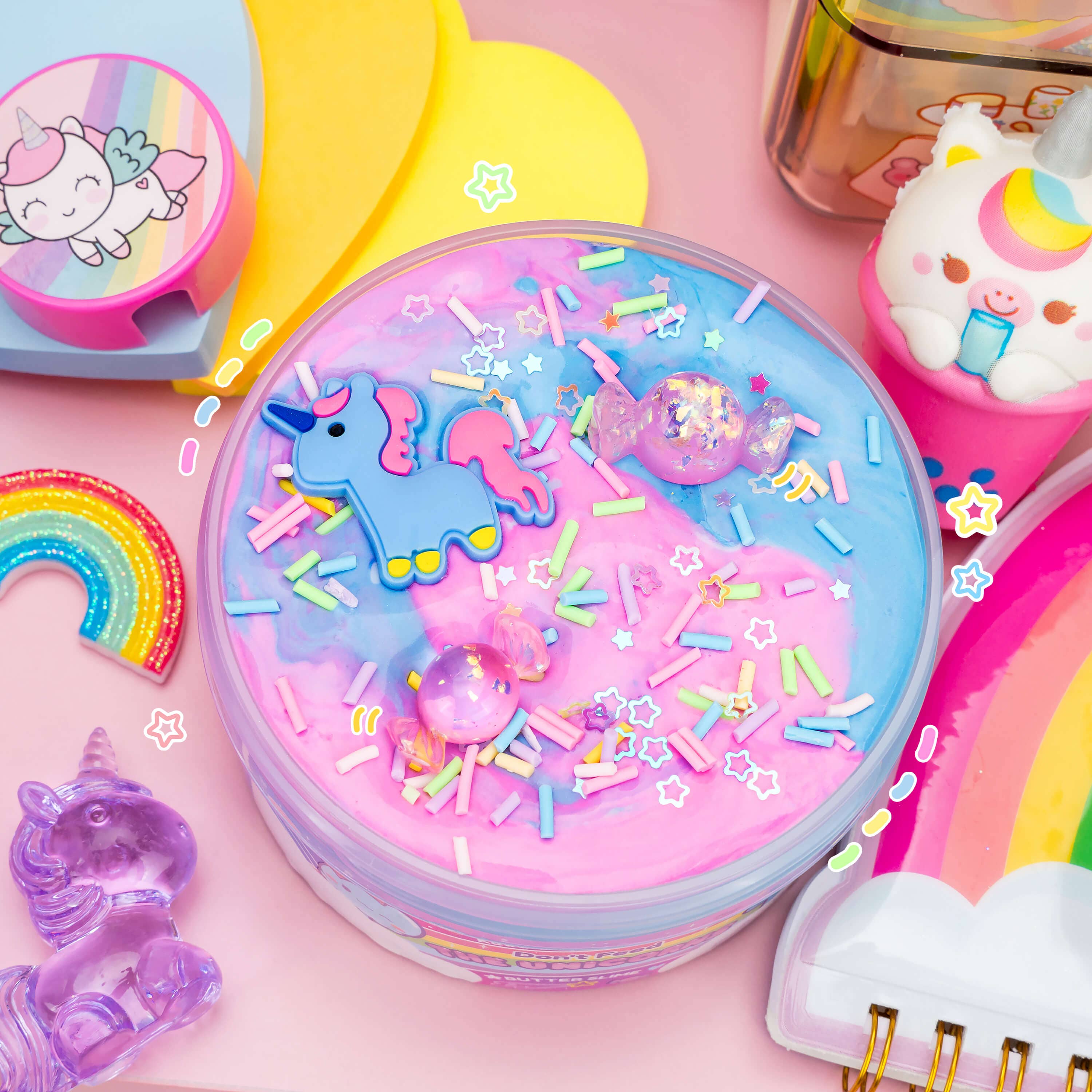 Kawaii Slime Company – Großhandel Knete/Schleim – Kinder – Don't Feed the Unicorns Butter Slime (4 Stück/Packung)3