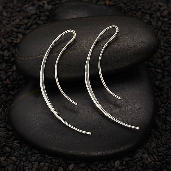 Nina Designs – wholesale Hoop-örhängen – Sterling Silver lång Swooping båge örhängen 40x15mm