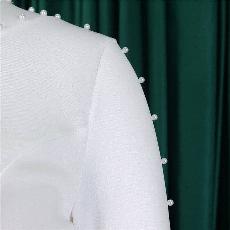 Plush Looks – Engroshandel Top- og buksesæt (IKKE Loungewear) - Dame – Ensfarvet skrå skulderperlebukser OL-sæt8