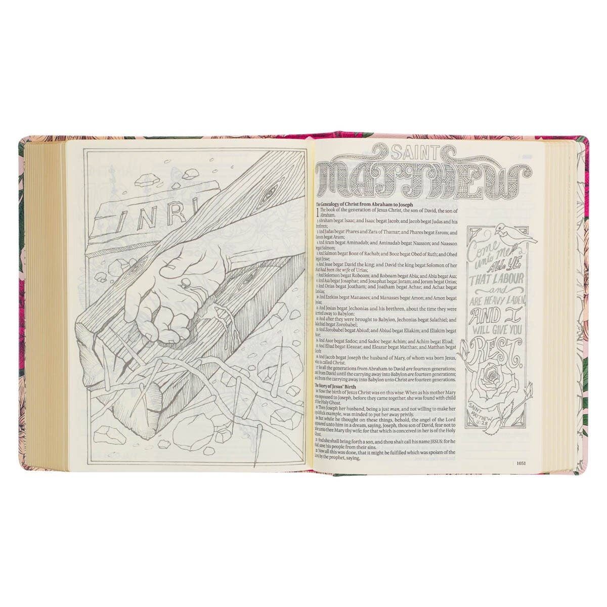 Christian Art Gifts - Wholesale Religion Book - KJV My Creative Bible Hardcover, Pink Floral Printed3