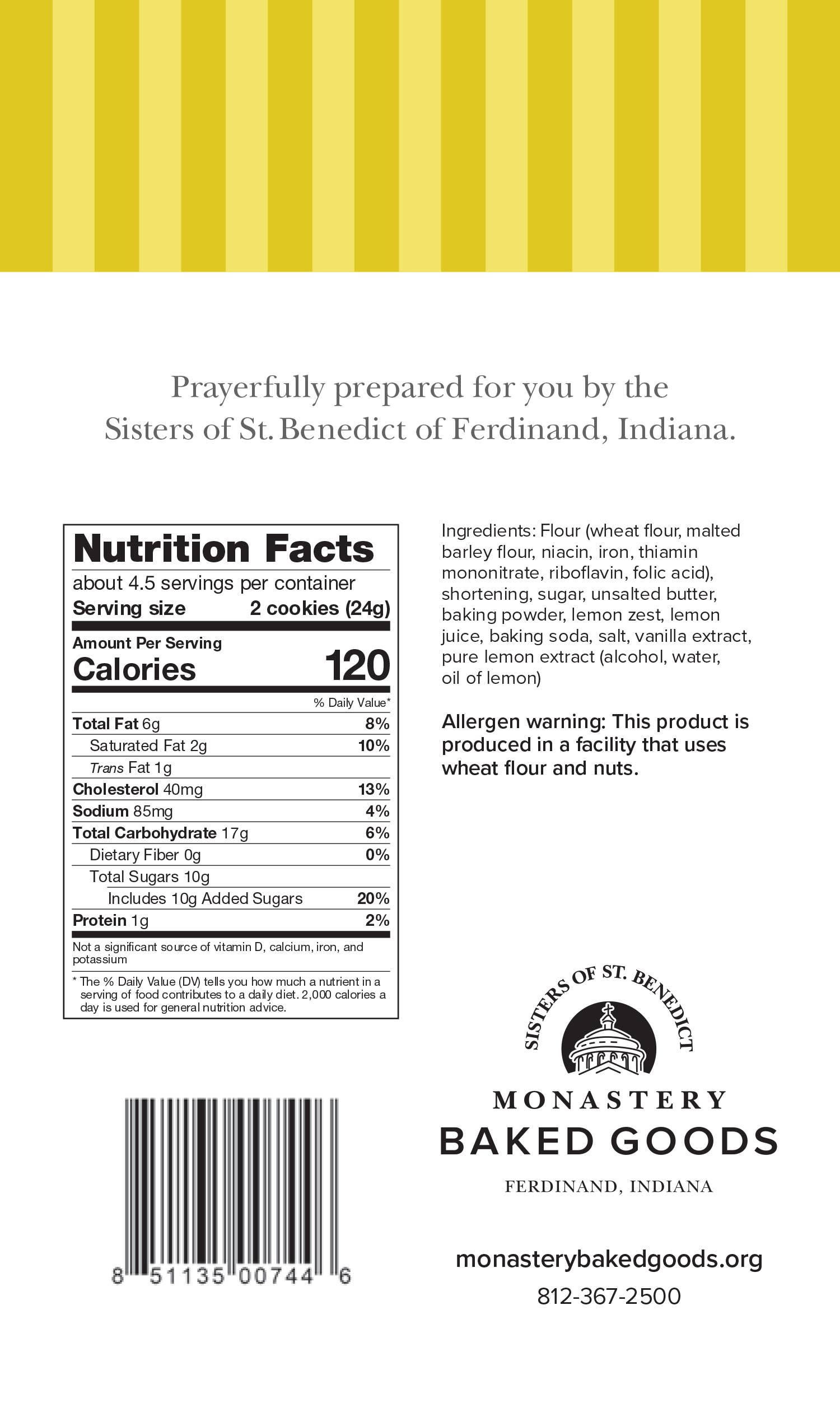 Monastery Baked Goods - Wholesale Cookie - Simply Lemon Cookies (4-oz)6