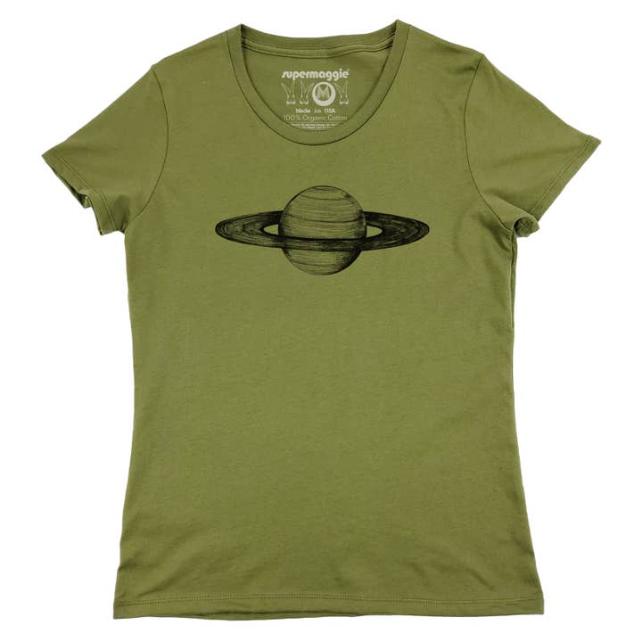 Supermaggie @ Faire - Wholesale Screen Printed T-Shirt - Women's - Saturn Ulla Organic Cotton Tee3