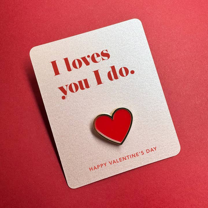 Valentine Red Love Heart pin card for wholesale by Lovethelinks Ltd