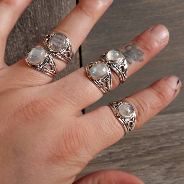 Keystone Crystals - Wholesale Cocktail/Statement Ring - Gemstone Sterling Silver Boho Statement Ring