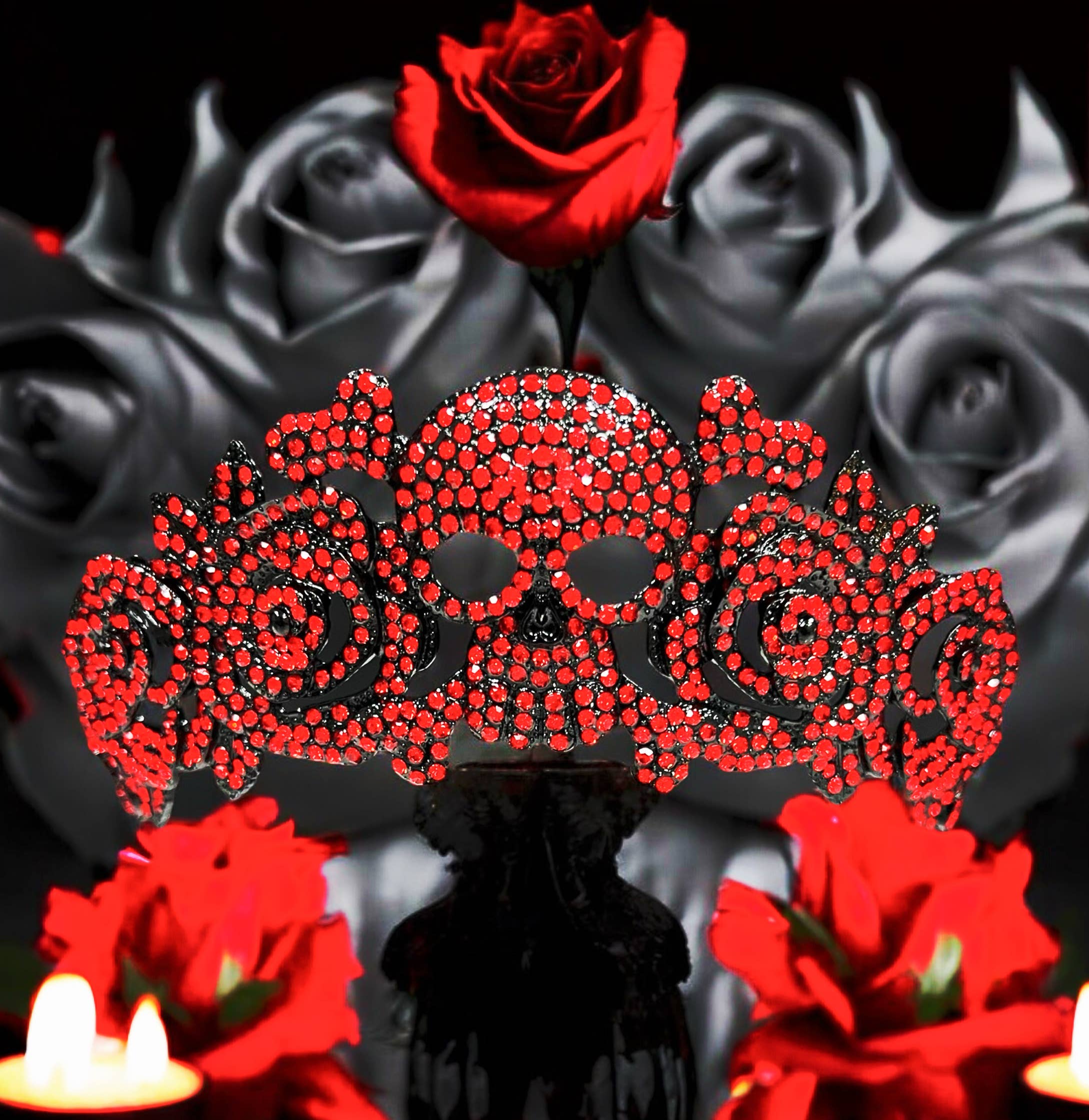 Happy Dream Gifts - Vente Chapeaux/couronnes de fête - Couronne noire, Couronne de crâne rouge, Couronne de la Reine maléfique, Couronne de sorcière8