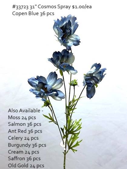 Silk Cosmos Spray - Copen Blue for wholesale by Cappel's Inc.