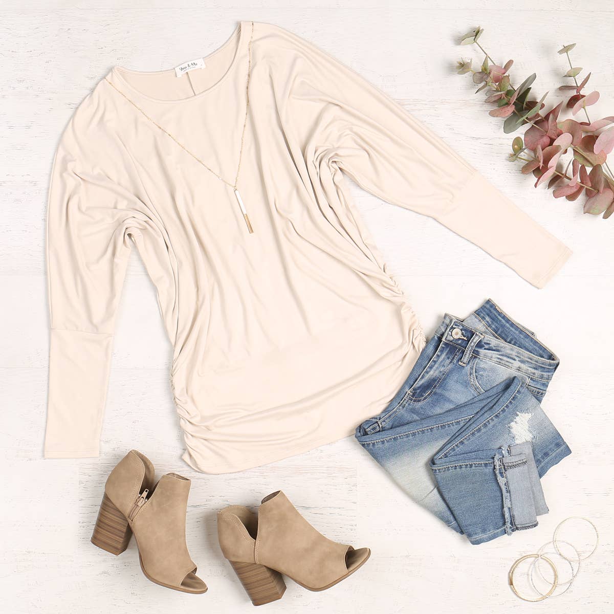 MYS Wholesale Inc - Vente Tunique – femme - Haut uni à manches longues Dolman avec détails en forme de tunnel12