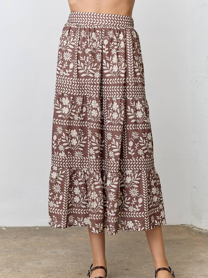 Polagram by Wellmade USA - Wholesale Skirt - Women's - FLORAL SKIRT0