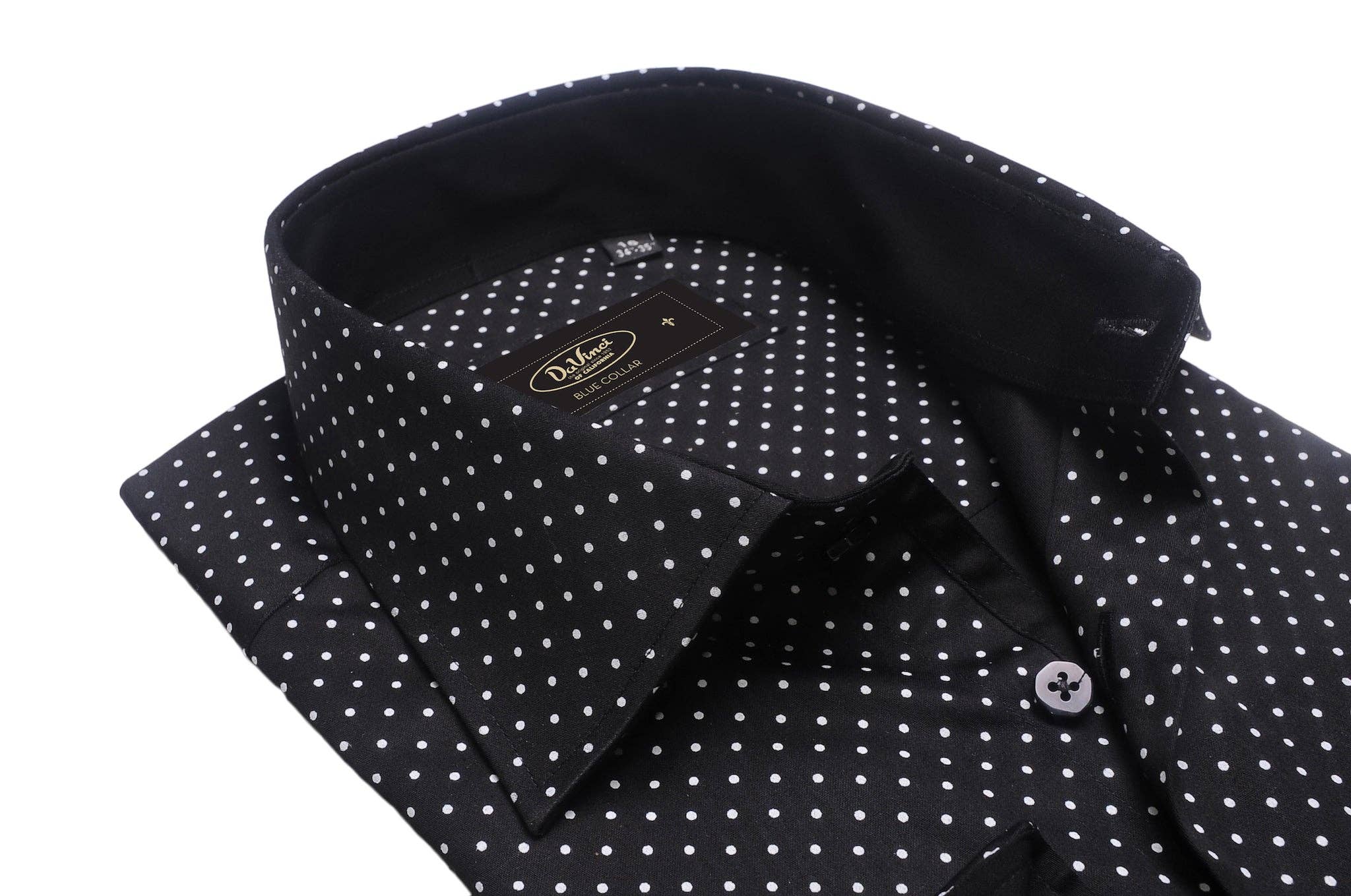 Virgoan Wish LLC - Wholesale Button Down Shirt - Men's - Da Vinci Blue Collar | Regular Collar Polkadot shirt3