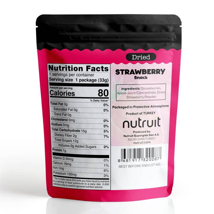 nutruit - Wholesale Dried/Dehydrated Fruit - Nutruit Dried Strawberry Snack (Pack of 20)