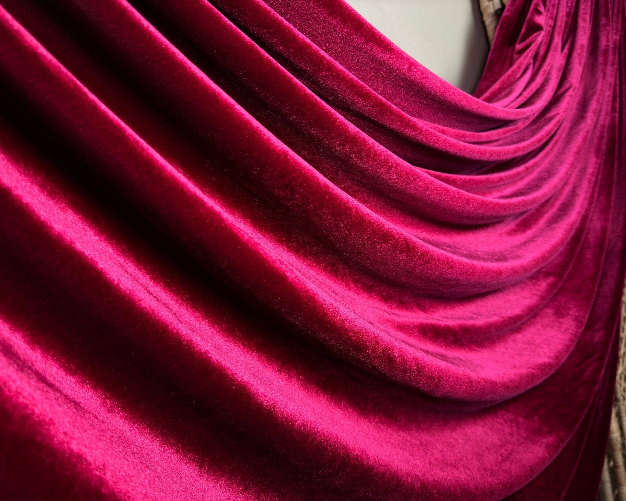 GalaTextile - Wholesale Fabric - Burgundy Stretch Velvet Fabric, Spandex Soft Velvet Fabric-Solid, for Pillows, Scrunchies, Drapes, Dresses, Decorations Premium Quality6