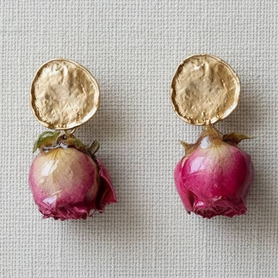 French Vintage Dried Flower Earrings for wholesale by paperln