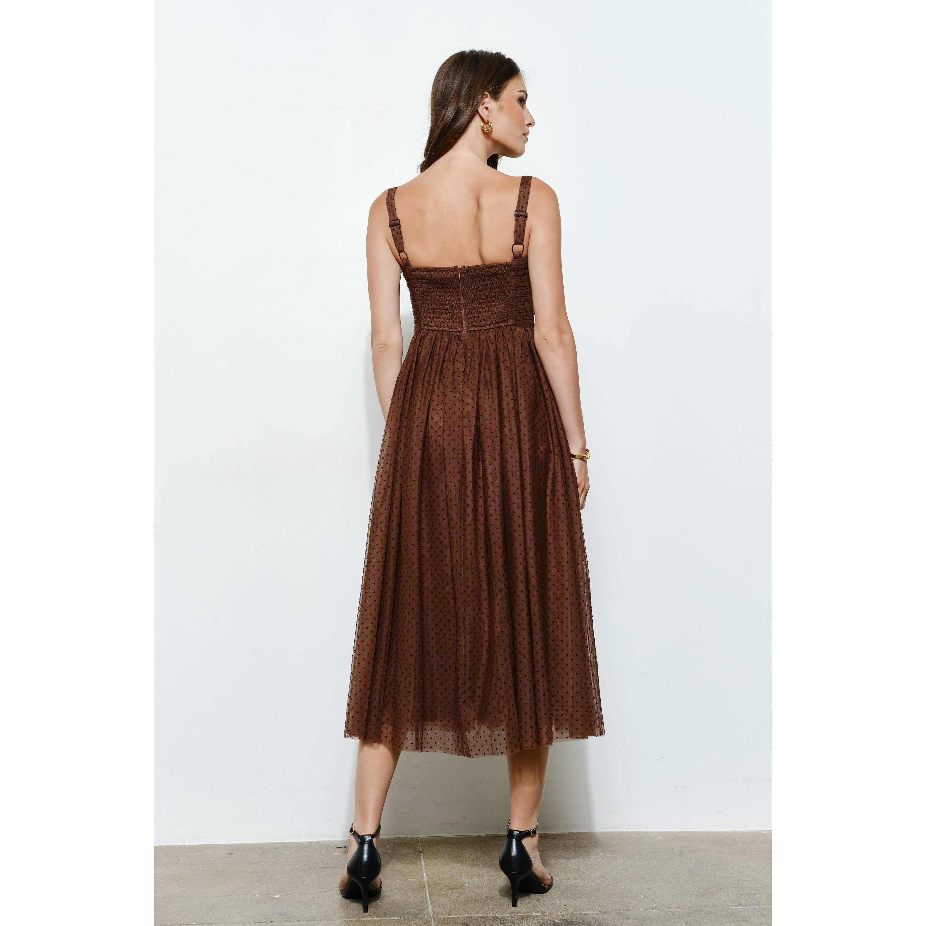 INA - Wholesale Dress - Women's - Polka Dot Tulle Bustier Midi Dress19