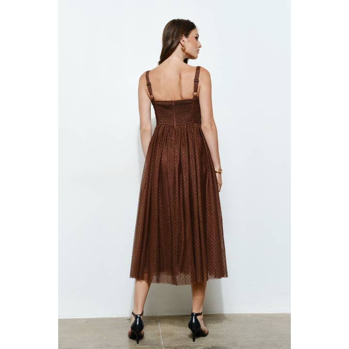 INA - Wholesale Dress - Women's - Polka Dot Tulle Bustier Midi Dress19