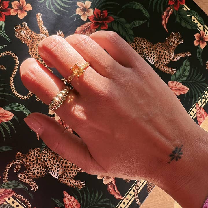 Vintage ring citrine goldplated - Marsha voor wholesale door House of Mayana