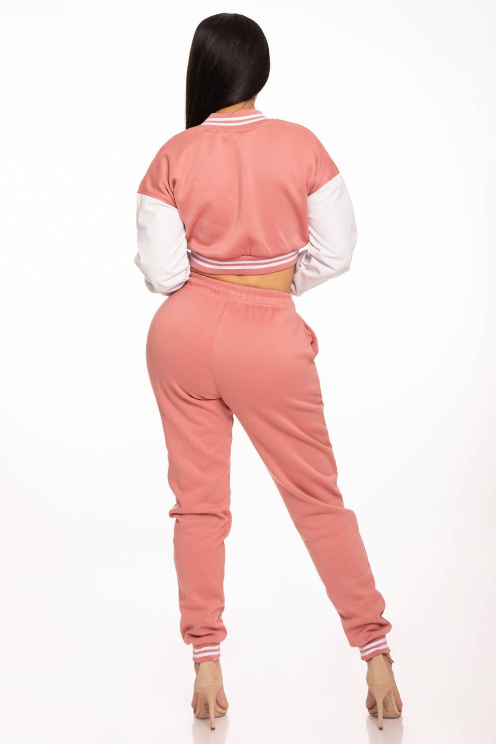 Lime All the Time - Wholesale Lounge Set - Women's - Cropped Varsity Jacket and Jogger Pants Set8