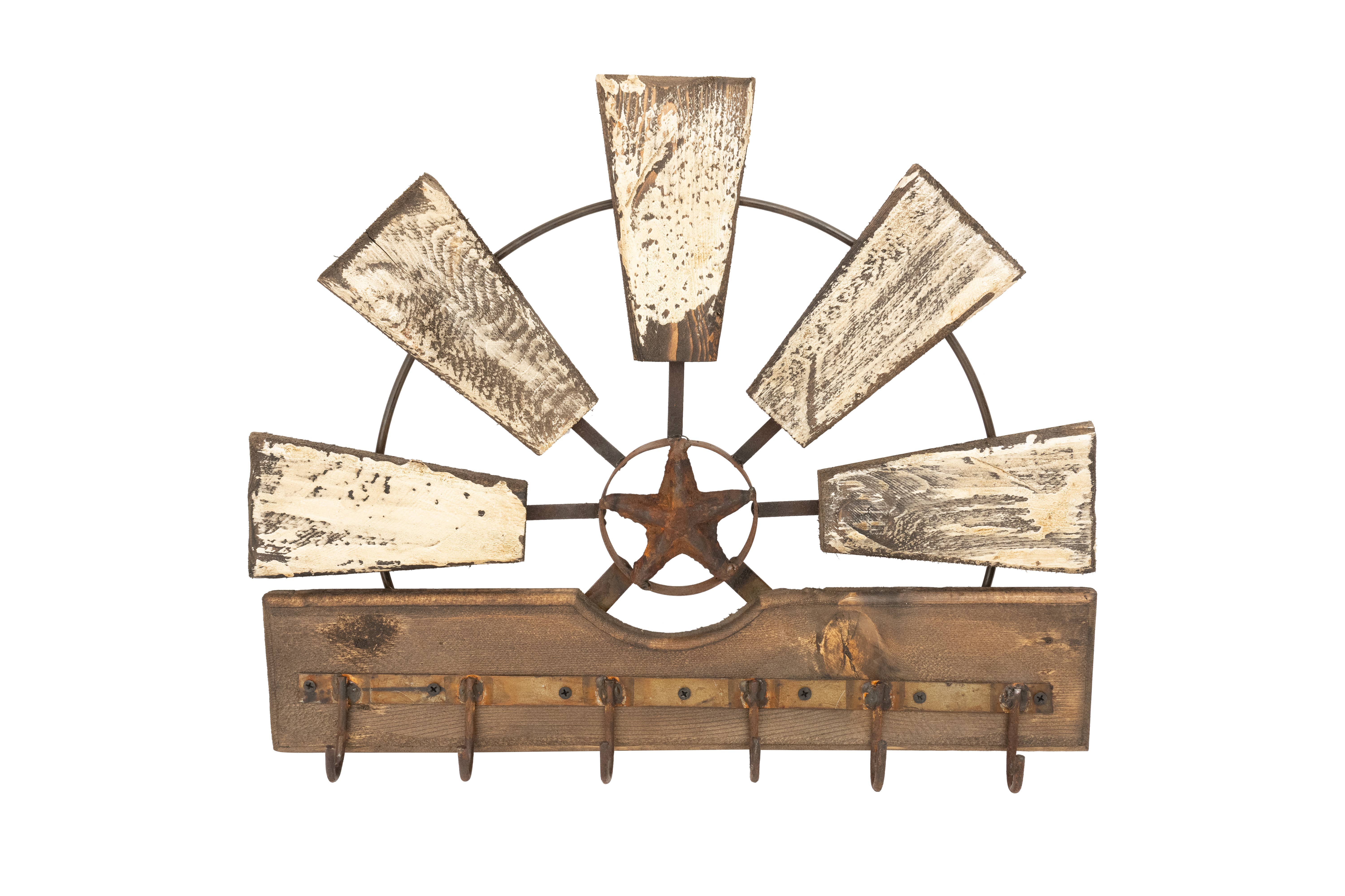 My Amigos Imports - Venta al por mayor Papel pintado 3D - Perchero de pared con estrella rústica de madera y hierro, estilo occidental, 51x41x8 cm5