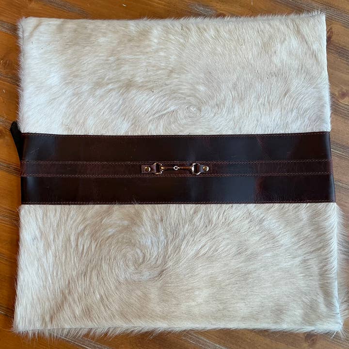 Westrian International - Wholesale Throw Pillow Cover - CLEARANCE Snaffle Bit Cowhide Leather Pillow Cover 18”