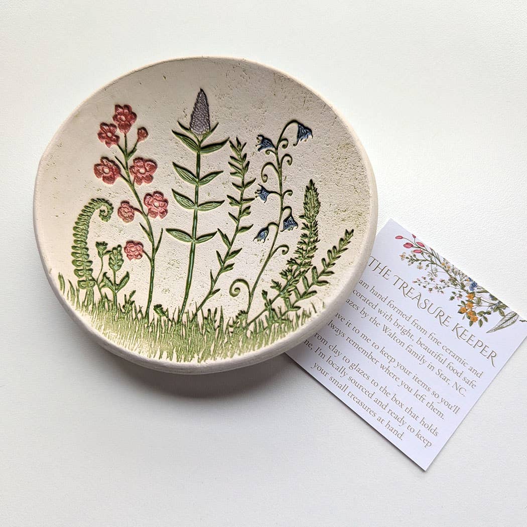 Walton Clay Studio - Wholesale Jewelry Dish - Pottery Dish Bowl - Lg Wildflower Scene1