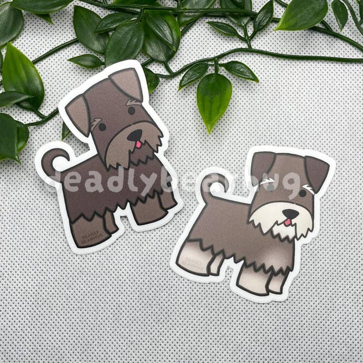 Liver / Pepper Schnauzer Weatherproof Matte Vinyl Sticker Decal for wholesale by deadlybearhug
