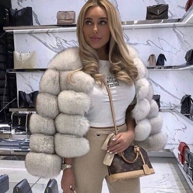 Marayn – wholesale Jacket – Women's – Luxury Faux Fox Fur Short Jacket for Women21