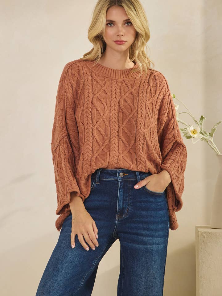 Tres Bien, Inc - Wholesale Knit Sweater - Women's - IT-10101-knitted sailors knot round neck l/s sweater1