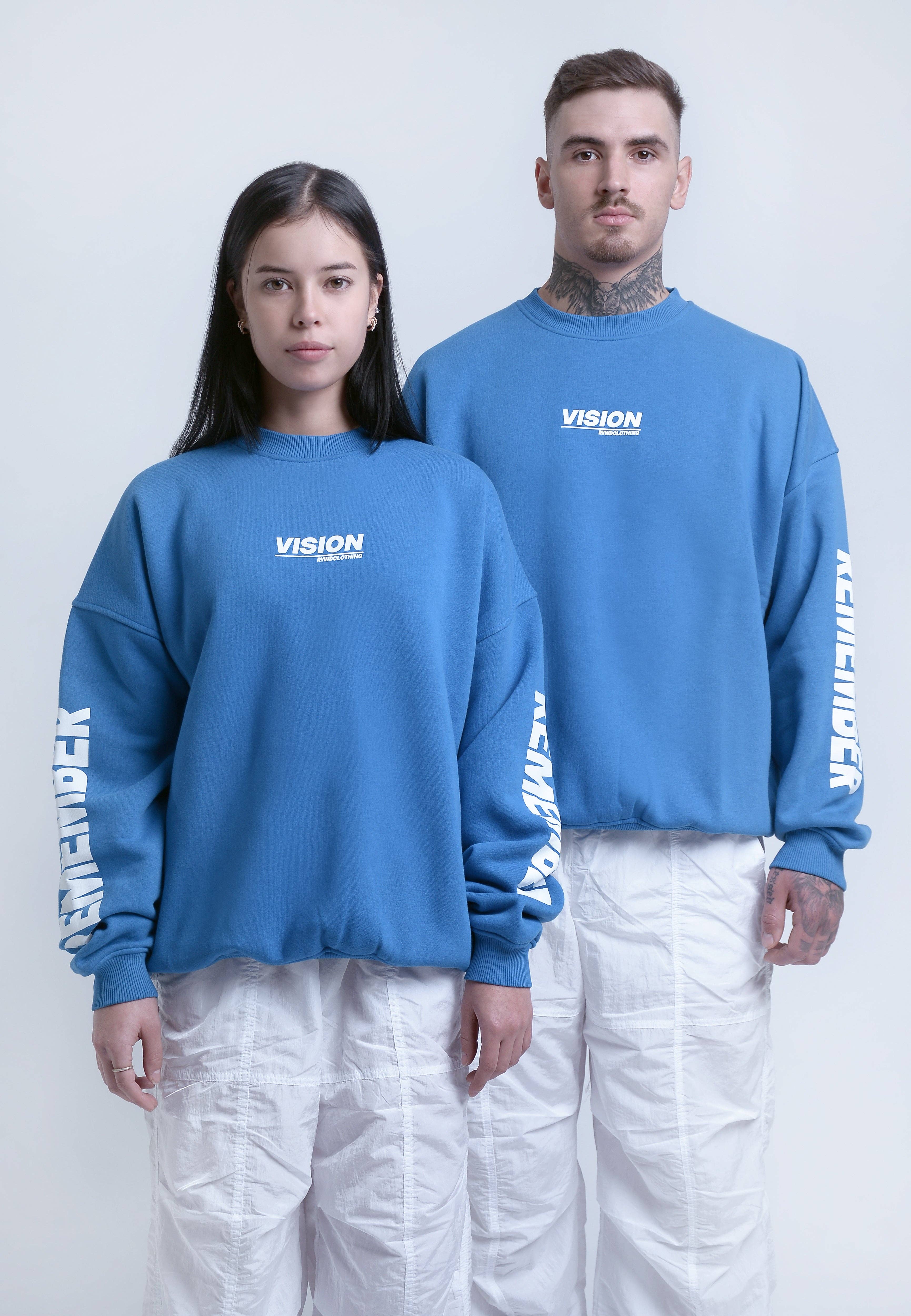 RYWD Unisex Oversize Streetwear Sleeve Sweatshirt Blue for wholesale on Faire