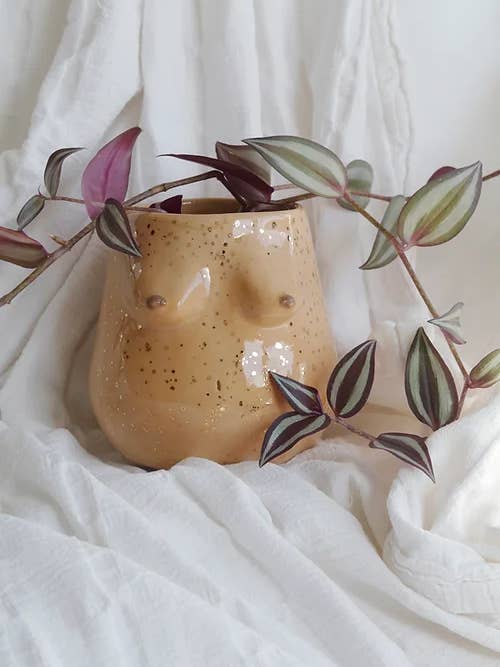 Maceta Olympe con pecas doradas para venta al por mayor de Vivas Ceramica