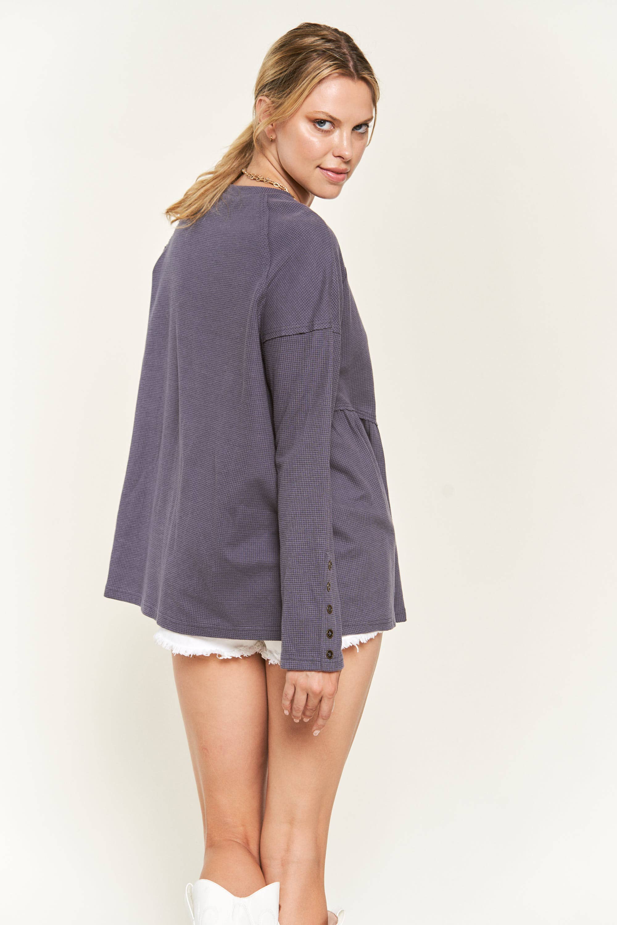 JADE BY JANE - Vendita all'ingrosso Felpa - Donna - Pullover in tessuto a maglia waffle JJT5045 15