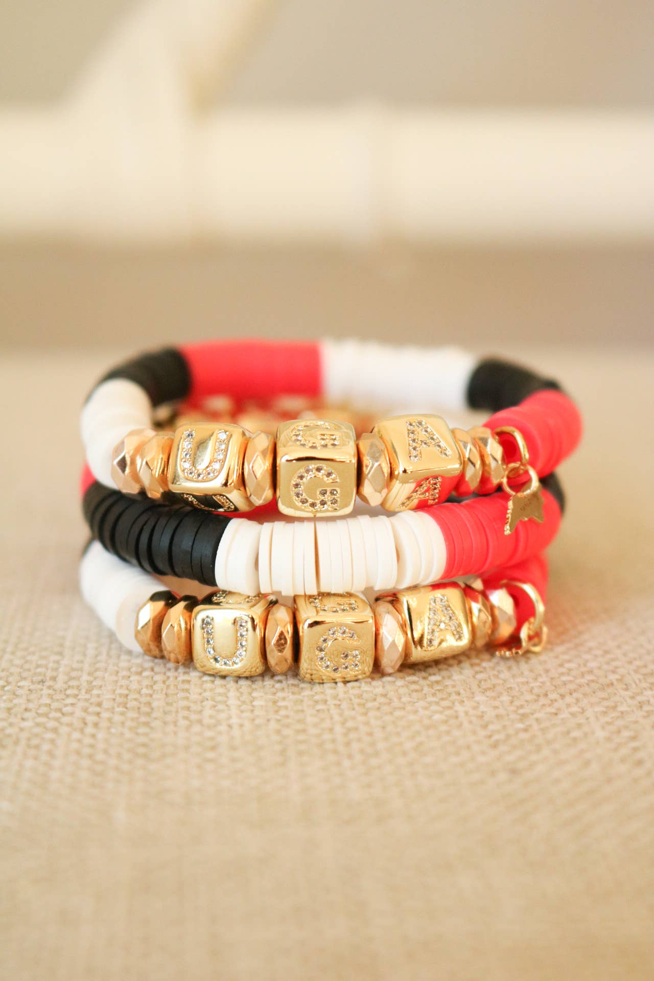 Taylor Reese - Wholesale Beaded Bracelet - Georgia (UGA) Pave Polymer Bracelet