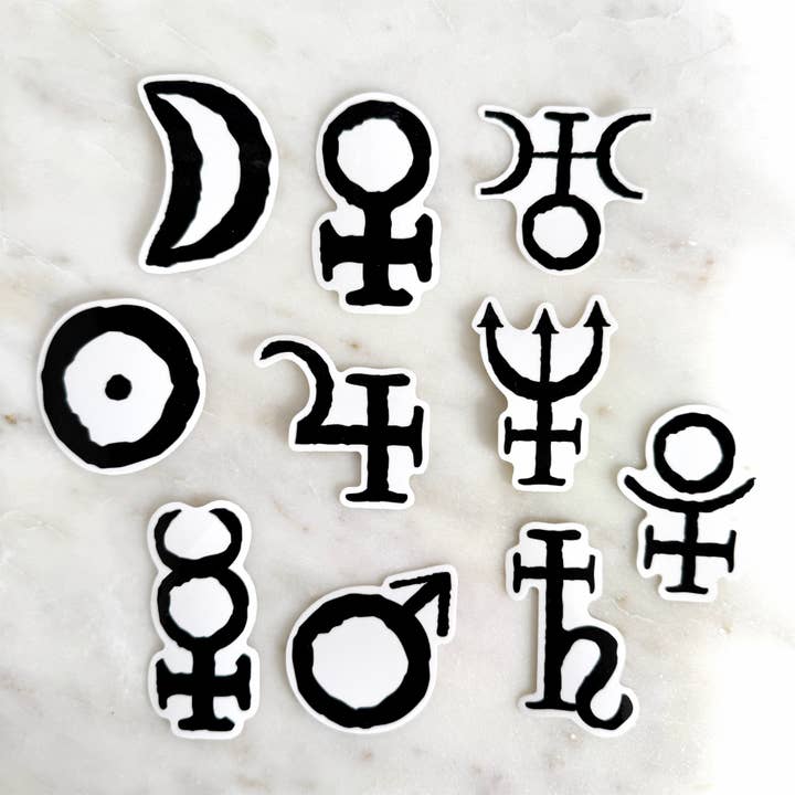 Planetary Glyph Stickers for wholesale by Virgo Moon