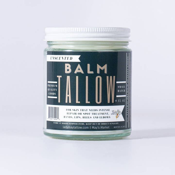 May's Market @ TLM - Wholesale Body Balm/Butter - Unscented Tallow Balm - All Natural Grass Fed Beef Tallow Moisturizer